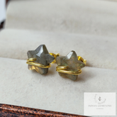 Tiny Labradorite studs, star shape jewelry, wire wrap earrings, minimalist crystal jewelry, boho earrings, small stud, gift for her, women